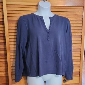L.L. Bean Women's Dark Blue Buttoned Blouse